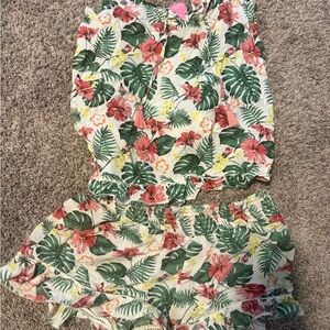 Isaac Mizrahi Green and Pink Floral Sleepwear